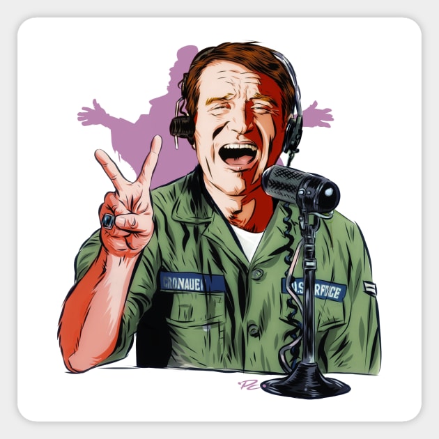 Robin Williams - An illustration by Paul Cemmick Sticker by PLAYDIGITAL2020